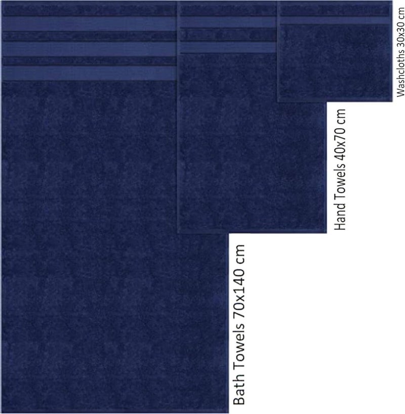 سافي بلس طقم مناشف مكون من 3 قطع فائقة النعومة والامتصاص بجودة فندقية فاخرة 100% قطن ممشط، منشفة حمام واحدة، منشفة يد واحدة، منشفة واحدة - أزرق داكن - Image 3